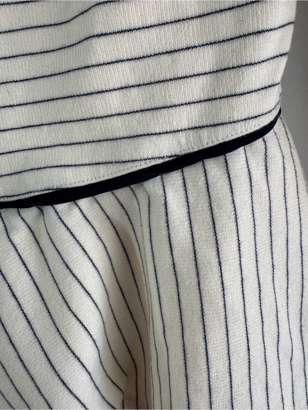 The Row Striped Peplum Top Ivory Navy Minimalist Luxury Long Sleeve XS Fitted - Picture 11 of 16